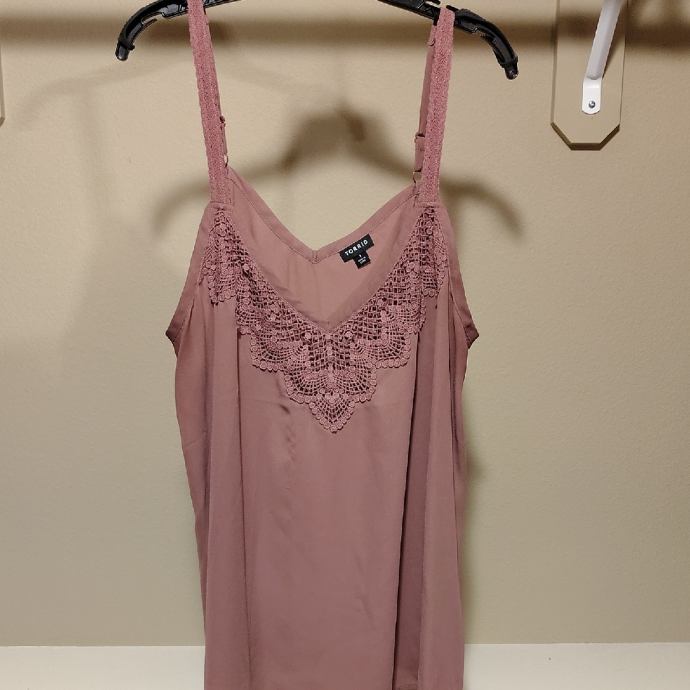 torrid rose-mauve crochet-trim camisole